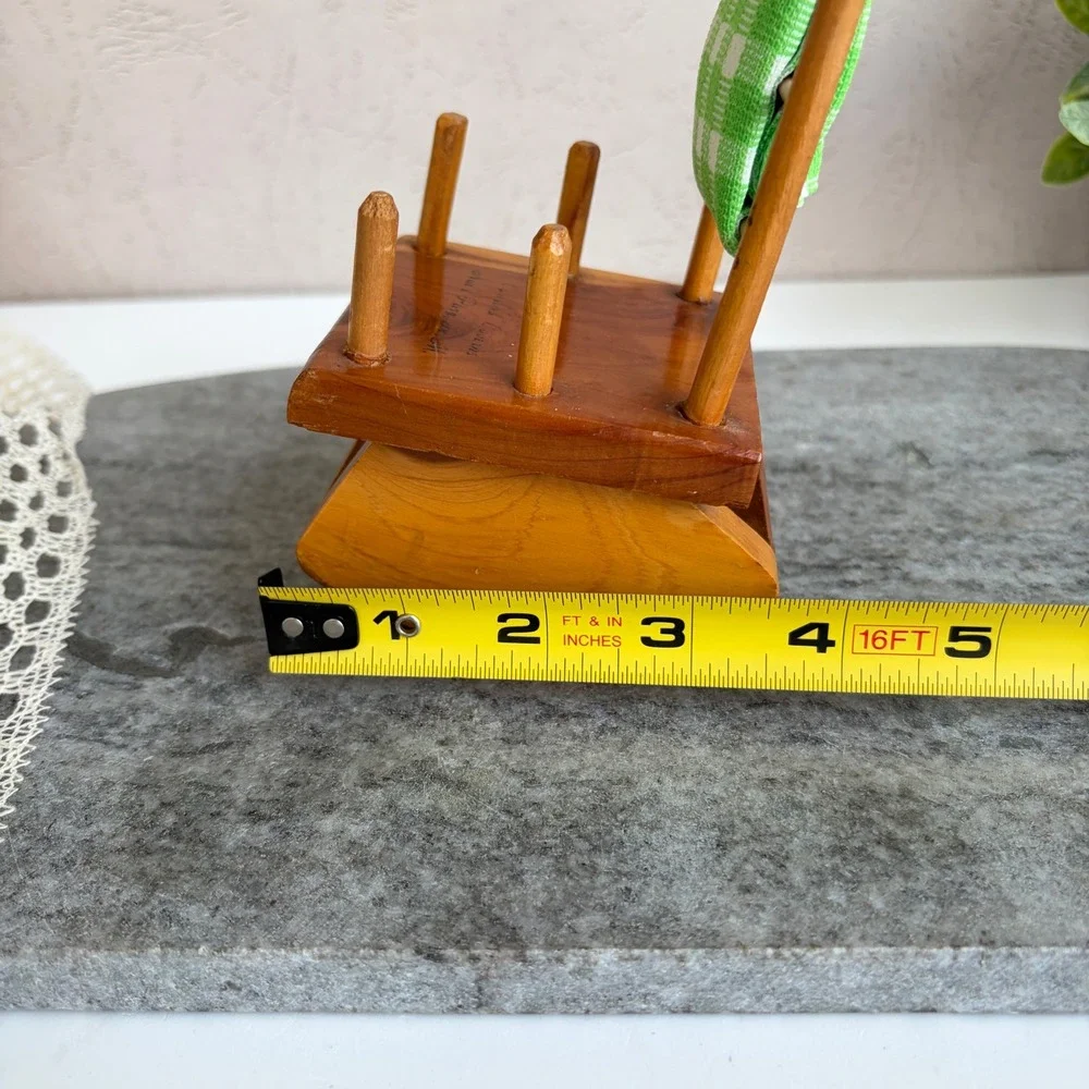 Vintage Carlsbad Caverns Wooden Rocking Chair Pin Cushion and Bobbin Holder